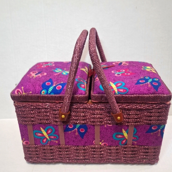 Other - Retro Woven Sewing Box-Basket Butterfly Vintage??